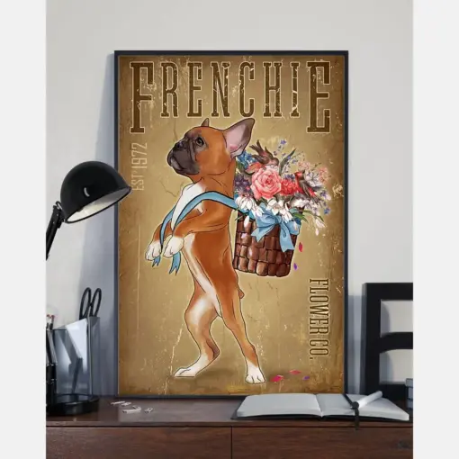 Frenchie Flowers Canvas Prints French Bulldog Dog Loves Vintage Wall Art Gifts Vintage Home Wall Decor Canvas