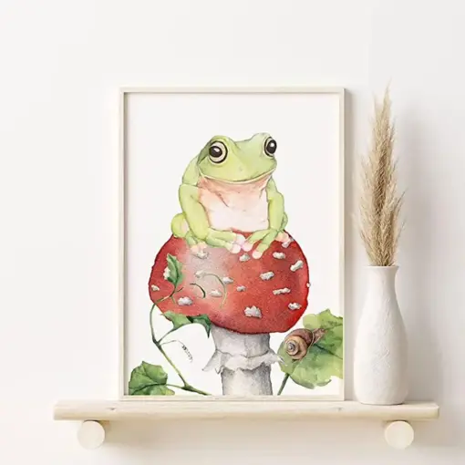 Frog And Mushroom, Mushroom Frog, Mushroom And Frog, Mushroom, Frog, Funny Nursery Decor