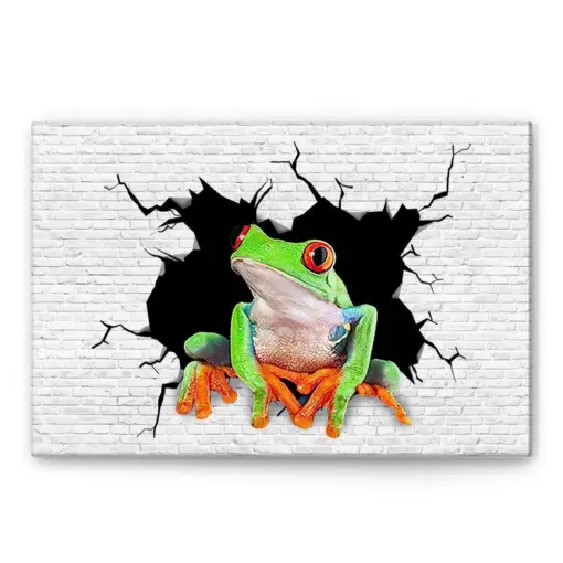 Frog Poster & Canvas, Funny Frog Crack Wall Art, Home Decor