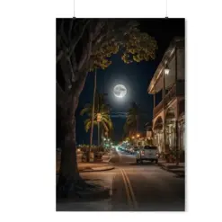 Full Moon Lasagna Town Hawaii Print Maui Hawaii Art Hawaii Beach Ocean Scene Tropical Prints Hawaii Poster Beach Prints