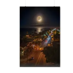 Full Moon Over Hawaii Print Maui Hawaii Art Hawaii Beach Ocean Scene Tropical Prints Hawaii Poster Beach Prints Ocean Art