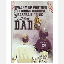 Fulltime Dad Baseball - Origin Wall Art Prints Set - Personalized Name And Number