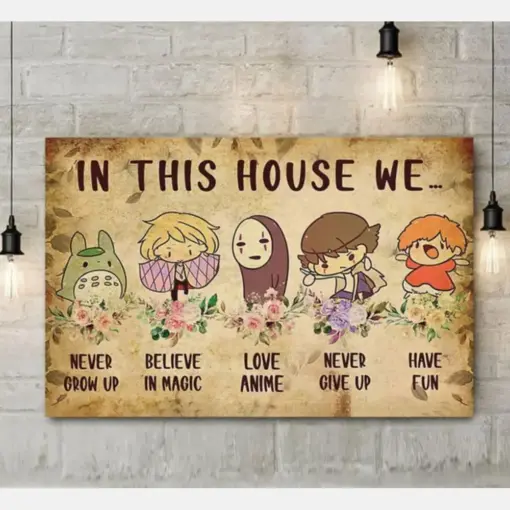 Funny Anime Characters Totoro No Face In This House We Poster Halloween Paper Poster No Frame