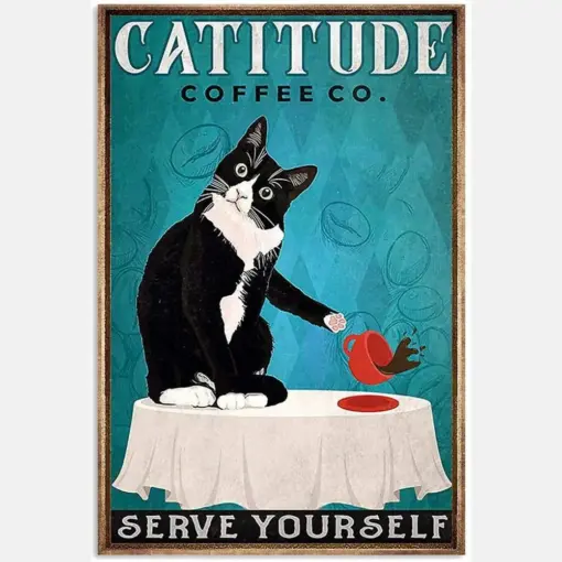 Funny Cat Drawing Cattitude Coffee Co