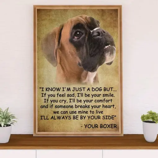 Funny Cute Boxer Canvas Wall Art Prints | From Boxer To Owner | Gift For Brindle Boxador Dog Lover