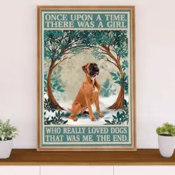 Funny Cute Boxer Canvas Wall Art Prints | Girl Loves Dogs | Gift For Brindle Boxador Dog Lover