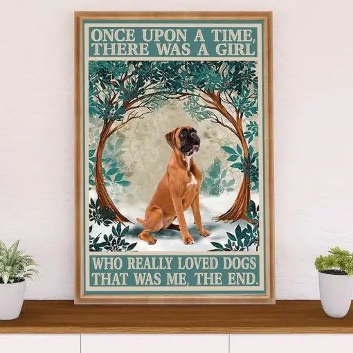 Funny Cute Boxer Canvas Wall Art Prints | Girl Loves Dogs | Gift For Brindle Boxador Dog Lover