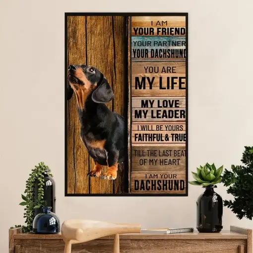 Funny Cute Dachshund Poster Wall Art Print | My Leader | Gift For Dachshund Dog Puppies Lover