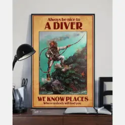 Funny Scuba Diving Canvas Prints Always Be Nice To A Diver Vintage Wall Art Gifts Vintage Home Wall Decor Canvas