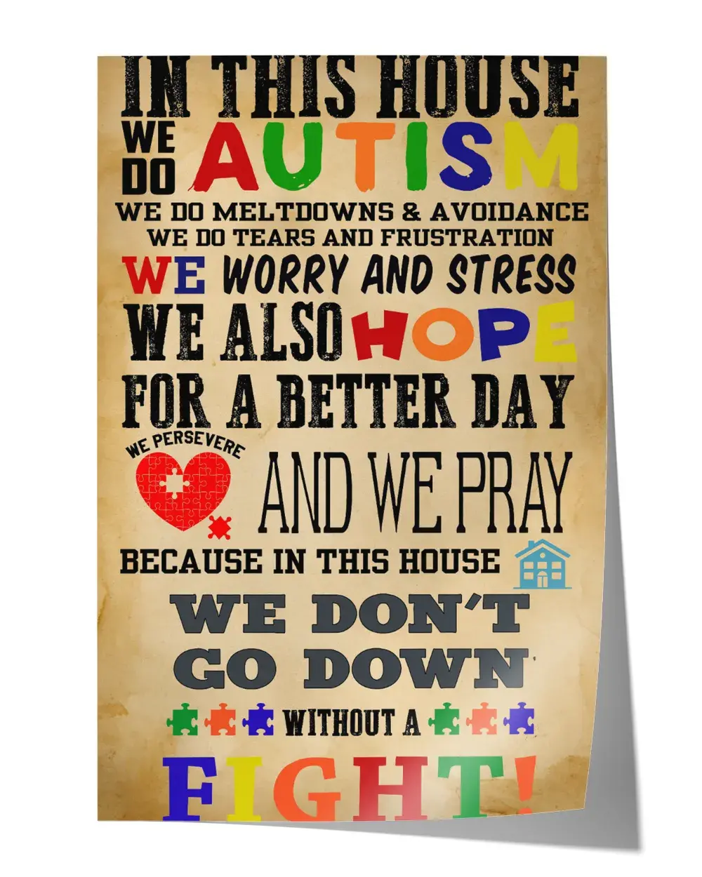 In this house Wall Decor Artwork Print Poster Wall Art Print Home Decor Vintage - Satin Portrait Poster