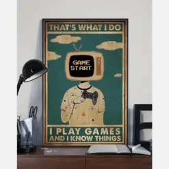 Gamer Poster That'S What I Do I Play Games And I Know Things Vintage Room Home Decor Wall Art Gifts Idea