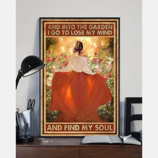 Garden Girl Poster Lose My Mind And Find My Soul Vintage Gardening Room Home Decor Wall Art Gifts Idea