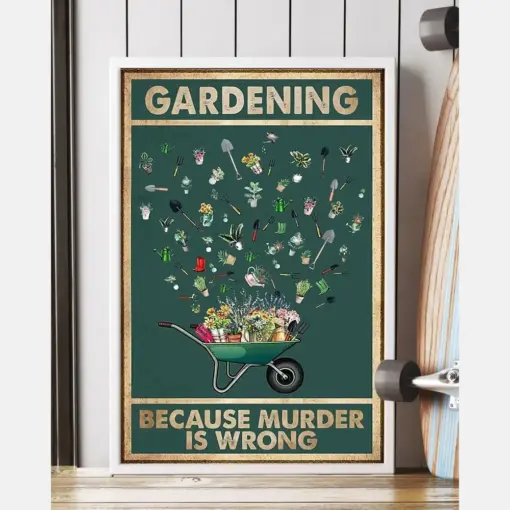 Garden Love Canvas Prints Farm Gardening Because Murder Is Wrong Wall Art Gifts Vintage Home Wall Decor Canvas