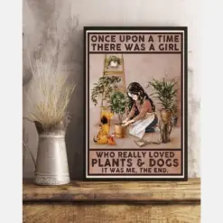 Garden Poster Once Upon A Time There Was A Girl Who Really Loved Plants And Dogs Vintage Room Home Decor Wall Art Gifts Idea