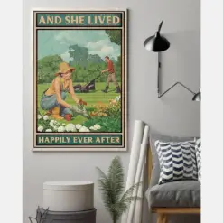 Garden She Lived Happily Ever After Poster Gardening Gardener Vintage Room Home Decor Wall Art Gifts Idea