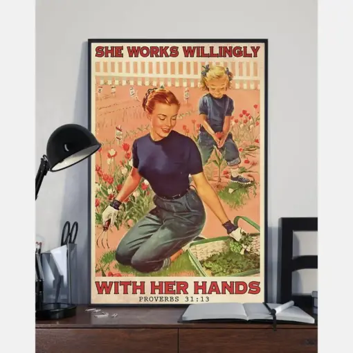 Garden She Works Willingly With Her Hands Canvas Prints Vintage Wall Art Gifts Vintage Home Wall Decor Canvas