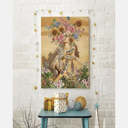 Garden Strong Girl Kind Successful Smart Canvas Prints Flowers Vintage Wall Art Gifts Vintage Home Wall Decor Canvas