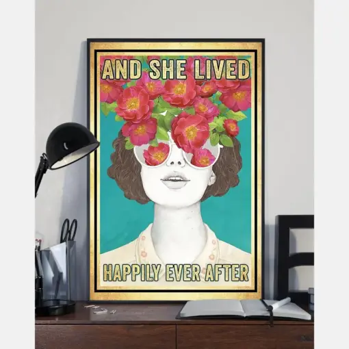 Gardening Girl Flower Poster And She Lived Happily Ever After Vintage Room Home Decor Wall Art Gifts Idea