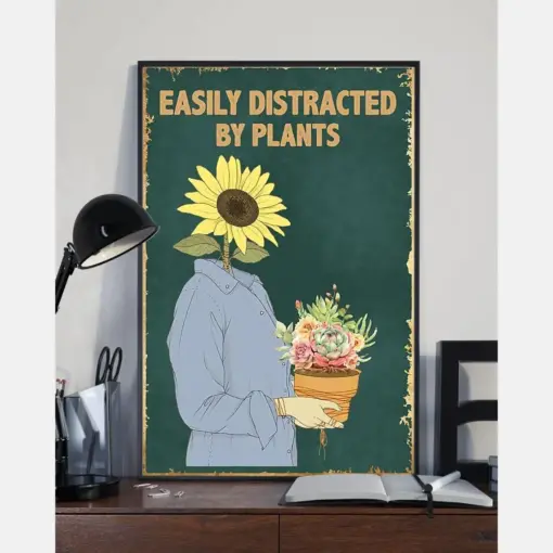 Gardening Plants Loves Poster Easily Distracted Vintage Room Home Decor Wall Art Gifts Idea