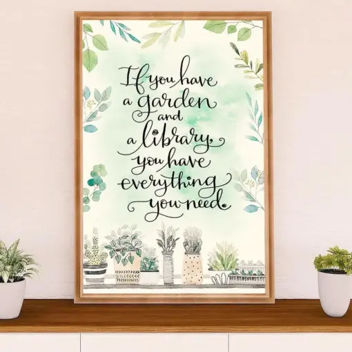 Gardening Poster Home Décor Wall Art | Have A Garden & Library | Gift For Gardener, Plants Lover