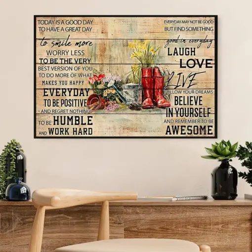 Gardening Poster Home Décor Wall Art | Laugh Love Live | Gift For Gardener, Plants Lover