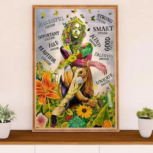Gardening Poster Home Décor Wall Art | Smart Strong Bold Girl | Gift For Gardener, Plants Lover