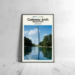 Gateway Arch Poster - Oil Painting Technique | Usa National Park Wall Art | & Printed Travel Prints | Animalistic Home Decor