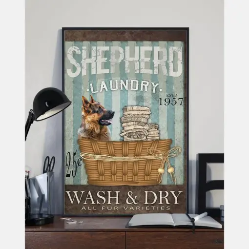 German Shepherd Laundry Wash And Dry Canvas Prints Vintage Wall Art Gifts Vintage Home Wall Decor Canvas