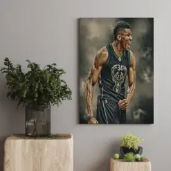 Gianni Canvas Poster Gianni Wings Canvas Milwaukee Bucks Fan Gift Framed Basketball Canvas Nba Wall Art