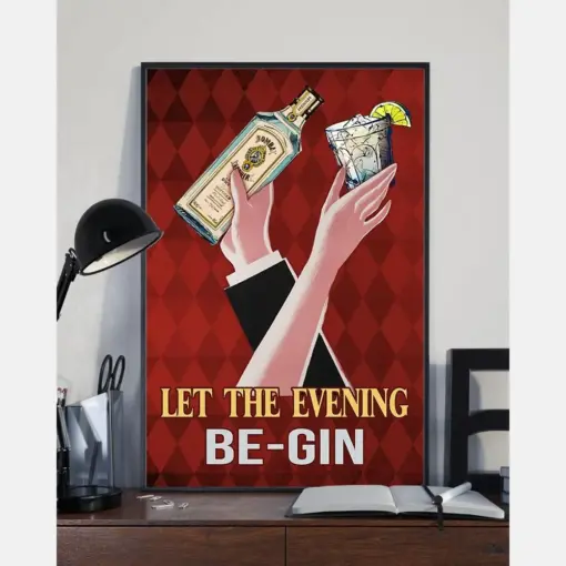 Gin And Tonic Wacholder Poster Let The Evening Begin Alcohol Wine Loves Vintage Room Home Decor Wall Art Gifts Idea