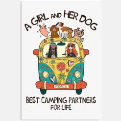 Girl And Her Dog Best Camping Partners For Life Hippie Car Vintage