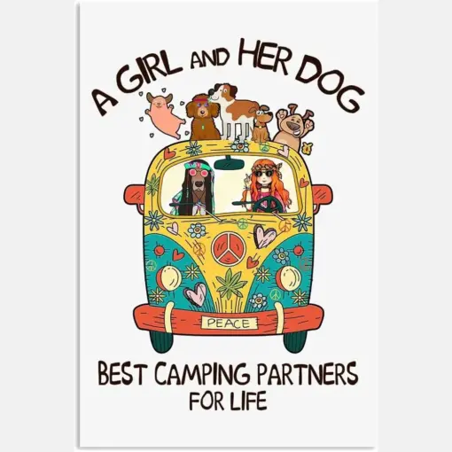 Girl And Her Dog Best Camping Partners For Life Hippie Car Vintage