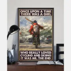 Girl Love Cycling And Skiing Poster Once Upon A Time Vintage Room Home Decor Wall Art Gifts Idea