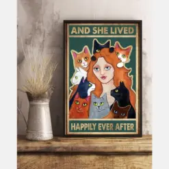 Girl Loves Cats Canvas Prints And She Lived Happily Ever After Vintage Wall Art Gifts Vintage Home Wall Decor Canvas