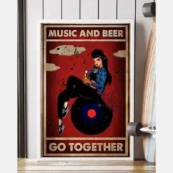 Girl Loves Music And Beer Go Together Canvas Prints Vintage Wall Art Gifts Vintage Home Wall Decor Canvas