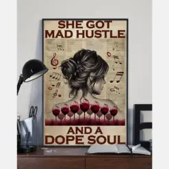 Girl Loves Music And Wine Canvas Prints She Got Mad Hustle And Dope Soul Vintage Wall Art Gifts Vintage Home Wall Decor Canvas