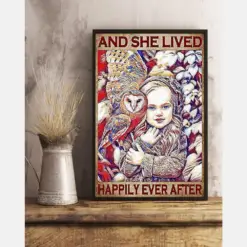 Girl Loves Owl And She Lived Happily Ever After Canvas Prints Vintage Wall Art Gifts Vintage Home Wall Decor Canvas