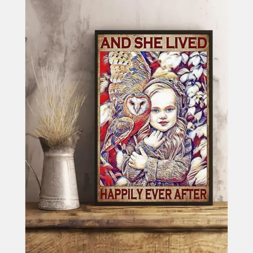 Girl Loves Owl And She Lived Happily Ever After Canvas Prints Vintage Wall Art Gifts Vintage Home Wall Decor Canvas