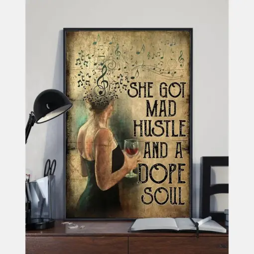 Girl Music And Wine She Got Mad Hustle And A Dope Soul Canvas Prints Vintage Wall Art Gifts Vintage Home Wall Decor Canvas