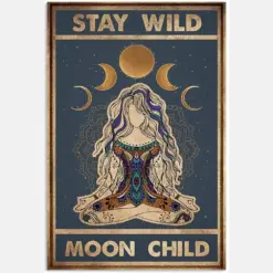 Girl Stay Wild Moon Child Vintage Retro Illustration Art