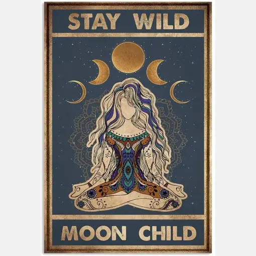 Girl Stay Wild Moon Child Vintage Retro Illustration Art