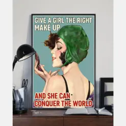 Give A Girl The Right Makeup And She Can Conquer The World Canvas Prints Vintage Wall Art Gifts Vintage Home Wall Decor Canvas