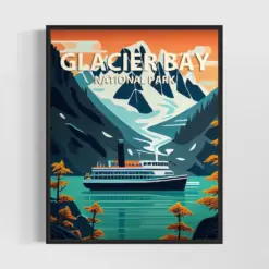 Glacier Bay National Park Retro Art Print Glacier Bay National Park Illustration Glacier Bay National Park Vintage Minimal Design Poster