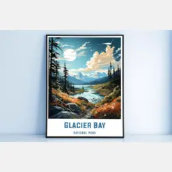 Glacier Bay National Park Travel Posters Wall Art Print Framed Gift Bedroom Alaska Large Framed Vacation Home Decor Wall Hanging Living Room