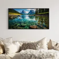 Glacier National Park Extra Large Painting Canvas Print - Montana Photography Wall Art Framed Ready To Hang