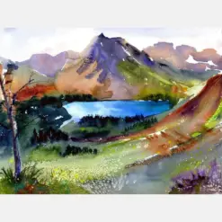 Glacier National Park Grinned Lake Montana Montana Wall Art Prints Of Montana Clem Vinci Watercolors