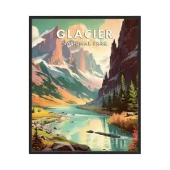 Glacier National Park Poster Art Print Retro National Park Gifts