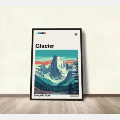 Glacier National Park Poster Glacier Poster Glacier Print National Park Art Illustration Art Wall Hanging Travel Gifts Wall Decor