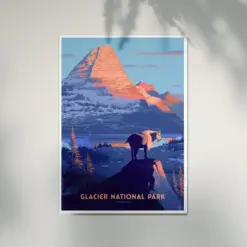 Glacier National Park Poster Retro Vintage Travel Poster Home Decoration Travel Gifts Idea Not Frame