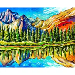 Glacier National Park Print From Oil Painting Original Art Montana Wall Art Hiker Mountain Artwork Colorful Large Poster Montana Gift